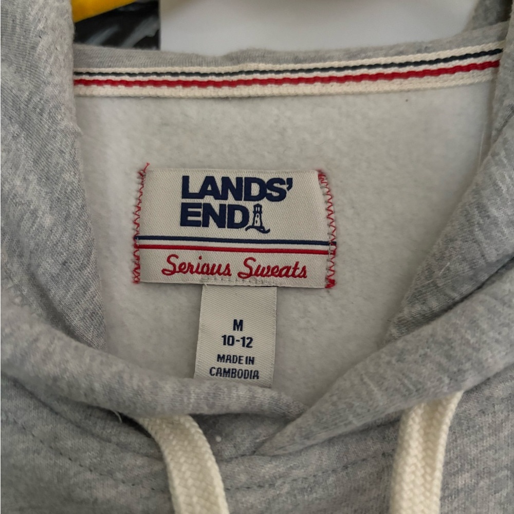 Lands End Serous Sweats Gray Hoodie Robe - Picture 3 of 3